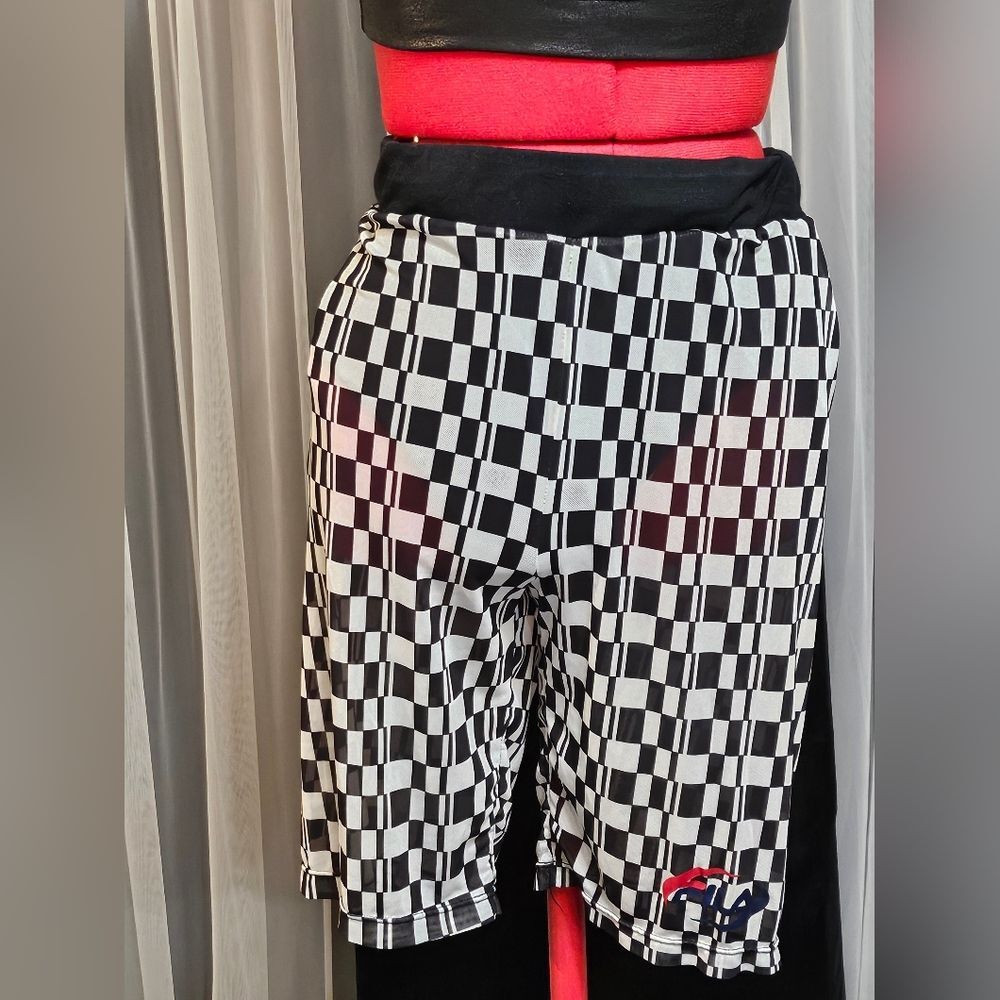 Fila Checker Print Semi-sheer Mesh with Underwear Layer